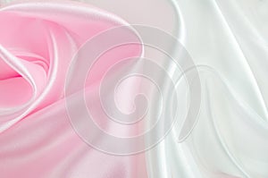 Abstract background - Pink and white satin textile