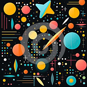 Abstract background of planets, comets and disks. An element of design design. Generated by AI