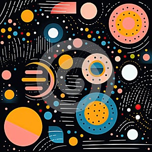 Abstract background of planets, comets and disks. An element of design design. Generated by AI