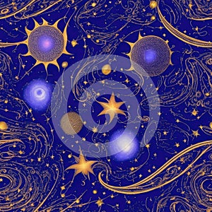 Abstract background with planets, stars and constellations in space