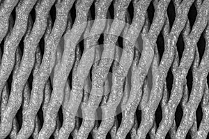 Abstract background of plastic mesh texture for fruit storage, black and white