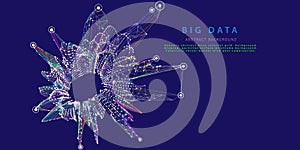 Abstract  background with polygonal color grid analyze.  Analytics algorithms data. Big data. Quantum cryptography concept. Banner