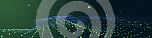 Abstract background with polygonal noisy grid connecting dots. Big Data. Analytics data algorithms. Computing concept.  Banner
