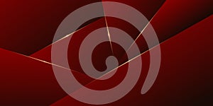 Abstract background polygonal of red luxury with golden line modern design photo