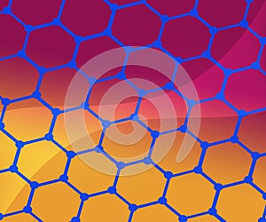 Abstract Background Polygons Dark Magenta , PInk and Yellow Light Orange with Curves