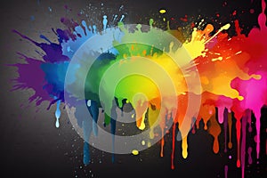 abstract background of rainbow color splashes and drips