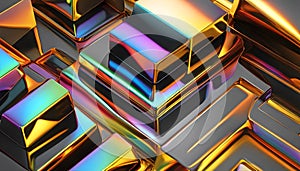 Abstract background from a rainbow flow of liquid metal, background for design,