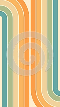 Abstract background of rainbow groovy Wavy Line design in 1970s Hippie Retro style. Vector pattern ready to use for cloth, textile