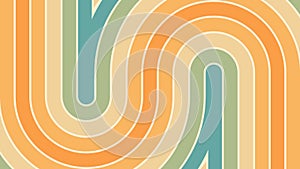Abstract background of rainbow groovy Wavy Line design in 1970s Hippie Retro style. Vector pattern ready to use for cloth, textile