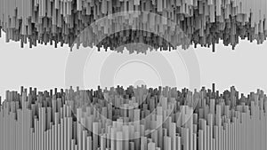 Background of random black cube block wave pattern, 3D illustration rendering