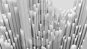 background of random white cube block wave pattern, 3D illustration rendering