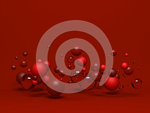 Abstract background with red balls. 3d spheres