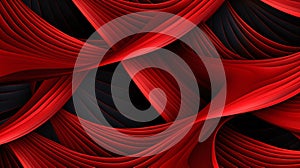 Abstract background with red and black curved lines. 3d render illustration