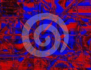 Abstract background in red and blue, with a spectacular rhythm and inserts