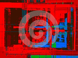 Abstract background in red and blue, with a spectacular rhythm and inserts