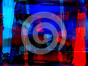 Abstract background in red and blue, with a spectacular rhythm and inserts