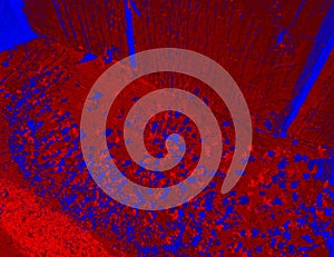 Abstract background in red and blue, with a spectacular rhythm and inserts