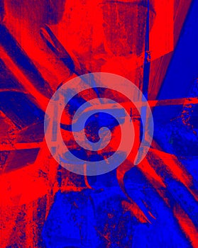 Abstract background in red and blue, with a spectacular rhythm and inserts