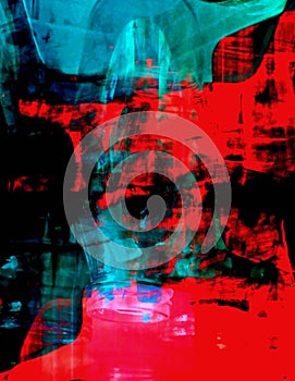 Abstract background in red and blue, with a spectacular rhythm and inserts