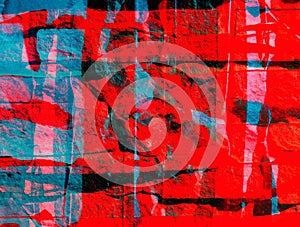 Abstract background in red and blue, with a spectacular rhythm and inserts