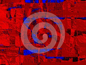 Abstract background in red and blue, with a spectacular rhythm and inserts