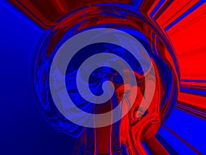 Abstract background in red and blue, with a spectacular rhythm and inserts.