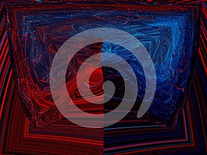 Abstract background in red and blue, with a spectacular rhythm and inserts.