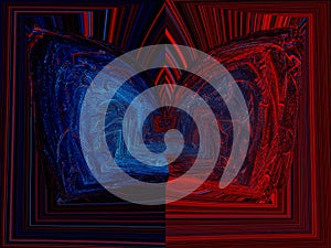 Abstract background in red and blue, with a spectacular rhythm and inserts.