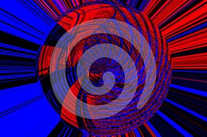 Abstract background in red and blue, with a spectacular rhythm and inserts