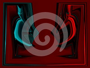 Abstract background in red and blue, with a spectacular rhythm and inserts