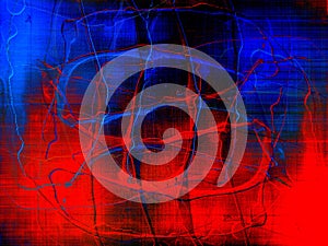 Abstract background in red and blue, with a spectacular rhythm and inserts