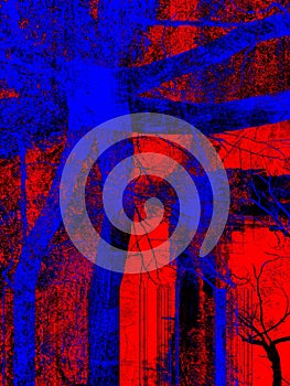 Abstract background in red and blue, with a spectacular rhythm and inserts