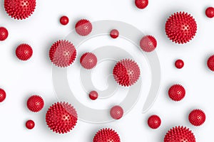 Abstract background with red boubles on white