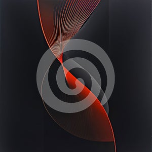 Abstract background with red curved lines on black background. Vector illustration