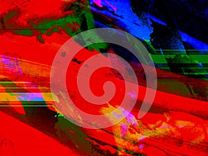 Abstract background in red, green and blue, with a spectacular rhythm and inserts