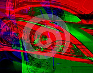 Abstract background in red, green and blue, with a spectacular rhythm and inserts