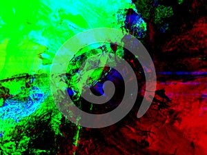Abstract background in red, green and blue, with a spectacular rhythm and inserts