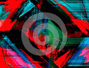 Abstract background in red, green and blue, with a spectacular rhythm and inserts