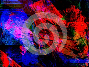 Abstract background in red, green and blue, with a spectacular rhythm and inserts.