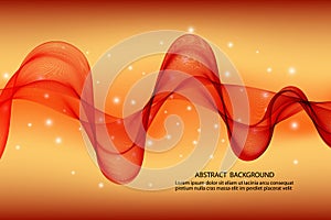 Abstract background, red horizontal wavy vector wave. Design element eps10