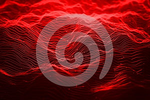 Abstract red neon light waves background