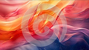 abstract background with red, orange and yellow wavy flowing fabric