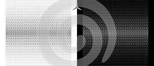 Abstract background with repeated stars in halftone design. Black shape on a white background and the same white shape on the