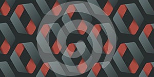 Abstract Background, Repeating Retro Style Geometric Frames Made of Ribbon, 3D Folded Hexagons Pattern