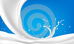 Abstract background ripple milk on blue background