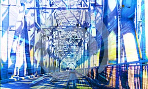 Abstract background with roadsides and bridge supports photo