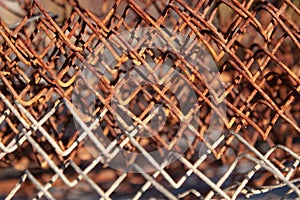 Abstract background of a rusty metal fish cage