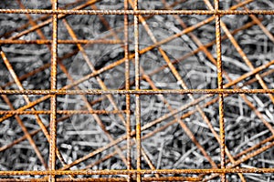 Abstract background of rusty steel mesh