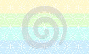 Abstract background with sacret geometry. Flower of life and horizontal colorful lines vector illustration