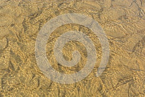Abstract background of sand ripples under clear water at the beach